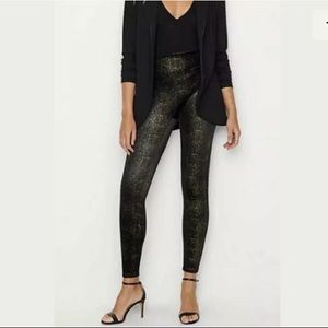 SPANX velvet shine black and gold leggings